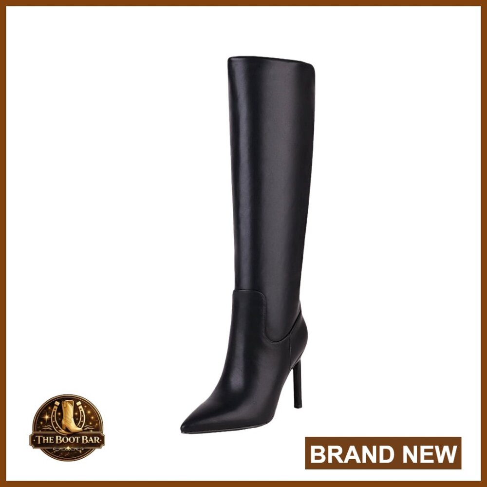 Knee High Boots Stiletto High Heels Sexy Zipper Knee Boots PU Fabric